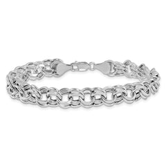 14k White Gold Lite 8mm Double Link Charm Bracele