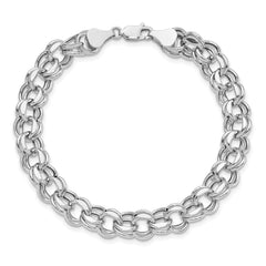 14k White Gold Lite 8mm Double Link Charm Bracele