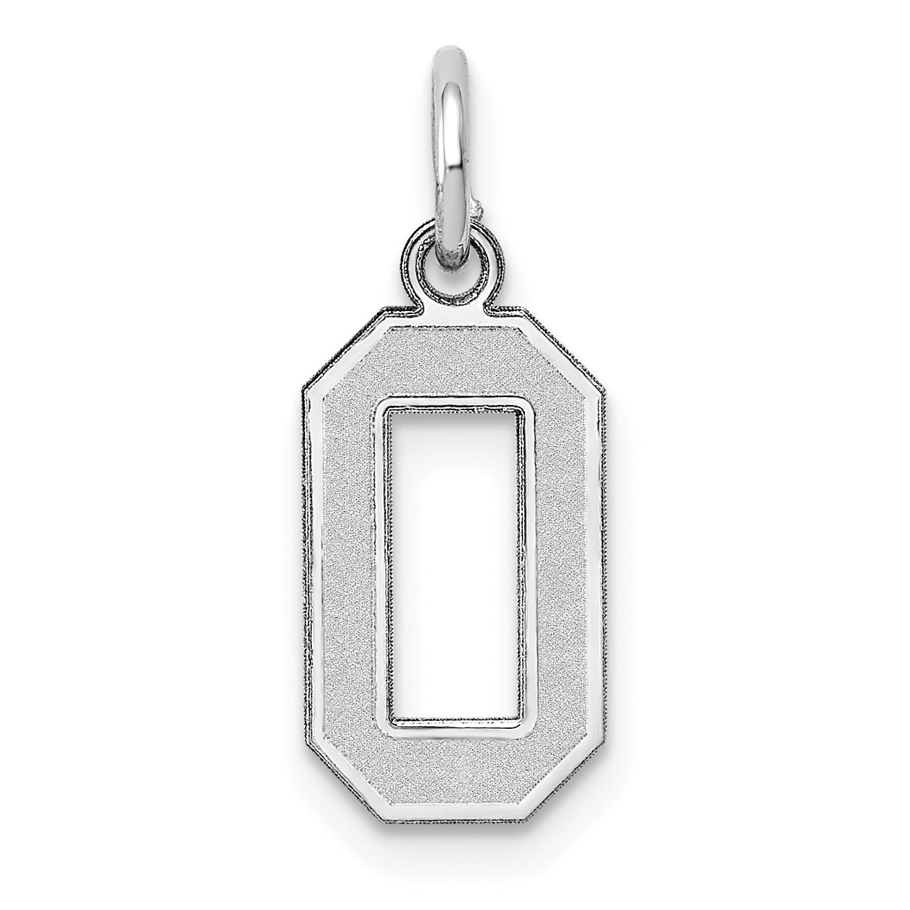 14K White Gold Small Satin Number 0 Charm