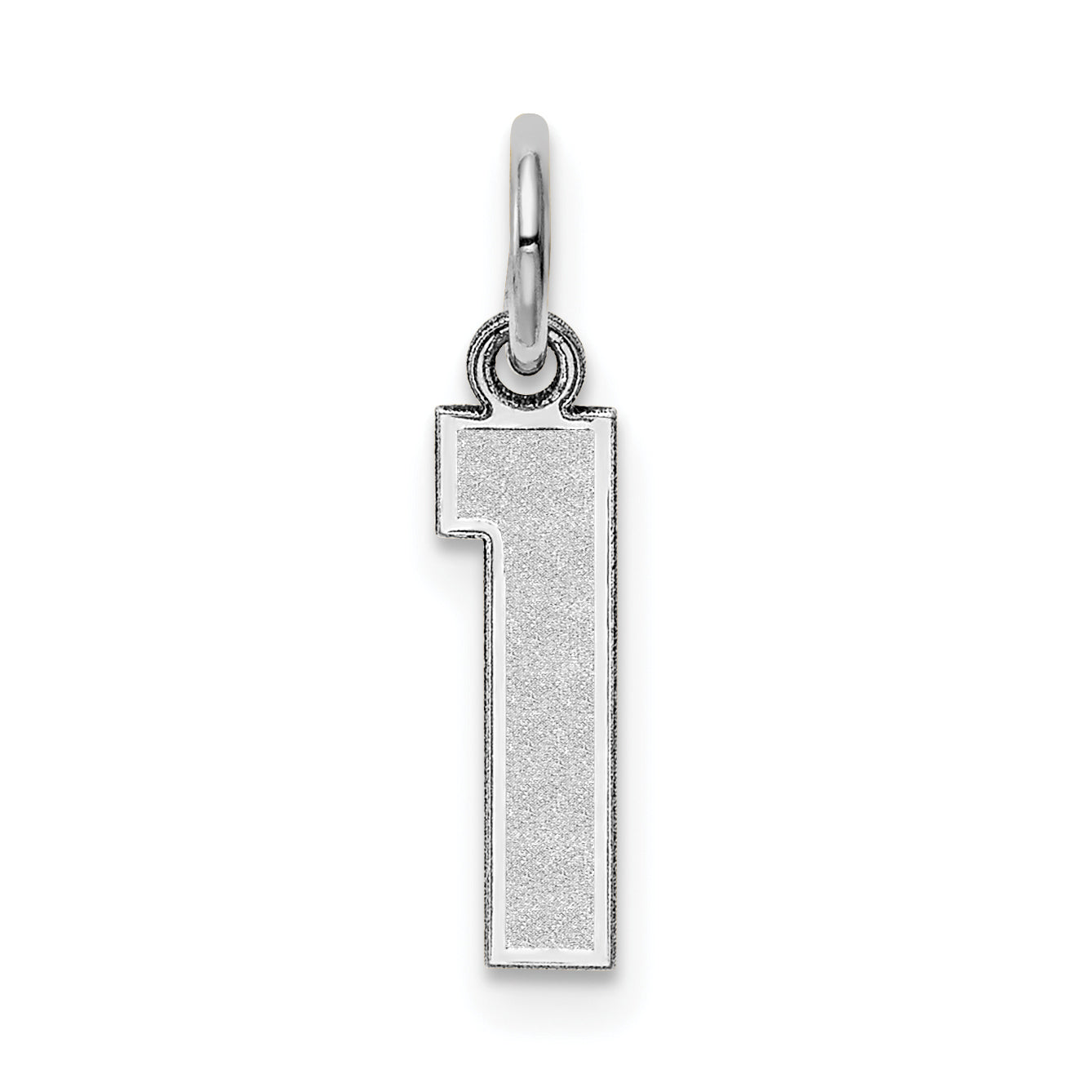 14K White Gold Small Satin Number 1 Charm