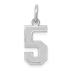 14K White Gold Small Satin Number 5 Charm