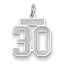 14K WG Small Satin Number 30 Charm