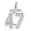 14K WG Small Satin Number 47 Charm