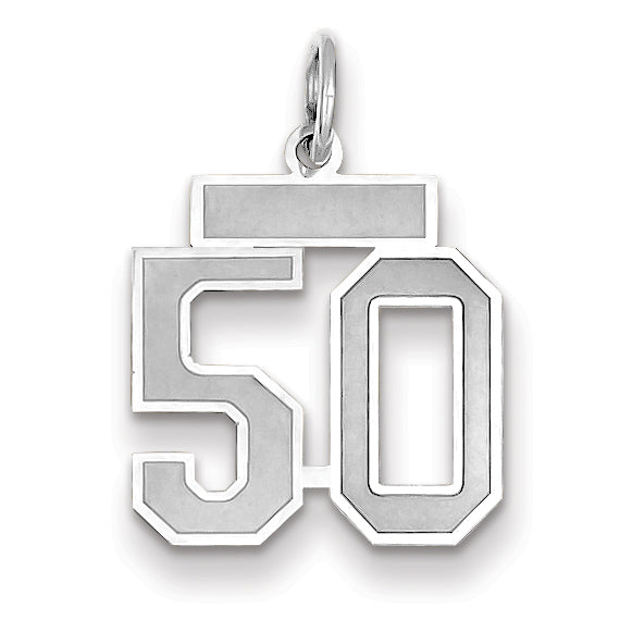 14K WG Small Satin Number 50 Charm