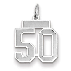 14K WG Small Satin Number 50 Charm