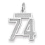 14K WG Small Satin Number 74 Charm