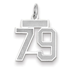 14K WG Small Satin Number 79 Charm
