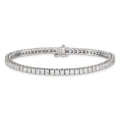 14k White Gold 2.25mm Princess 5ct AA Diamond Tennis Bracelet