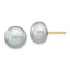 14K 10-11mm Grey Button FW Cultured Pearl Stud Post Earrings