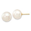 14K 11-12mm White Button Freshwater Cultured Pearl Stud Post Earrings