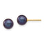 14K 6-7mm Black Round Freshwater Cultured Pearl Stud Post Earrings