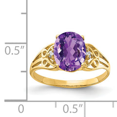 14K 9x7mm Oval Amethyst A Diamond ring