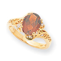 14K Polished .04ct. Diamond & 9x7 Oval Gemstone Filigree Ring Mounting