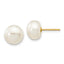 14K 8-9mm White Button Freshwater Cultured Pearl Stud Post Earrings