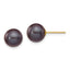 14K 8-9mm Black Round Freshwater Cultured Pearl Stud Post Earrings
