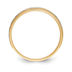 14k and Rhodium AA Quality 1/20 carat Diamond Trio Mens Complete Wedding Band