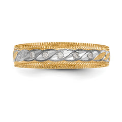 14k and Rhodium AA Quality 1/20 carat Diamond Trio Mens Complete Wedding Band