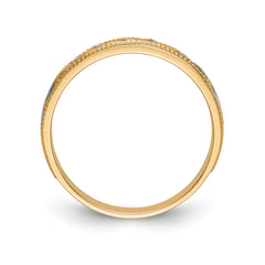 14k and Rhodium AA Quality 1/20 carat Diamond Trio Ladies Complete Wedding Band