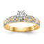 14k and Rhodium AA Quality 1/20 carat Diamond Trio Complete Engagement Ring