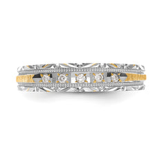 14k and Rhodium AA Quality 1/20 carat Diamond Trio Ladies Complete Wedding Band
