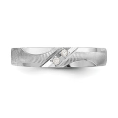 14k White Gold AA Quality .02 carat Diamond Trio Ladies Complete Wedding Band