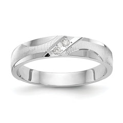 14k White Gold AA Quality .02 carat Diamond Trio Ladies Complete Wedding Band