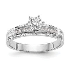 14k White Gold AA Quality 1/8 carat Diamond Trio Complete Engagement Ring