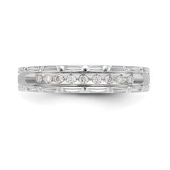 14k White Gold AA Quality 1/10 carat Diamond Trio Ladies Complete Wedding Band