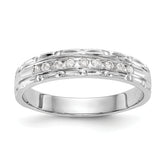 14k White Gold AA Quality 1/10 carat Diamond Trio Ladies Complete Wedding Band