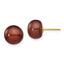 14K 9-10mm Coffee Button Freshwater Cultured Pearl Stud Post Earrings