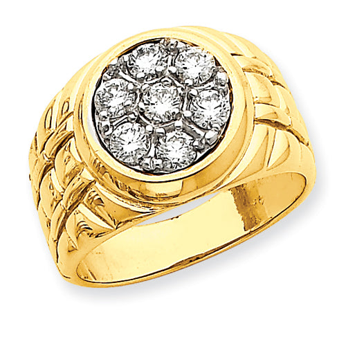 14K Fancy Ridged-Sides Men's Ring Mounting