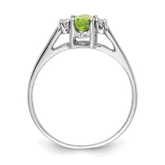 14K White Gold 8x4mm Marquise Peridot AA Diamond ring