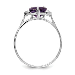 14K White Gold 7mm Heart Amethyst AA Diamond ring