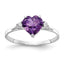 14K White Gold 7mm Heart Amethyst AA Diamond ring
