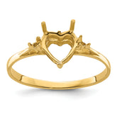 14k Polished 7mm Heart Gemstone Ring Mounting