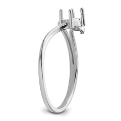 14k White Gold Polished .01ct. Diamond & 4mm Round Gemstone Ring Mounting