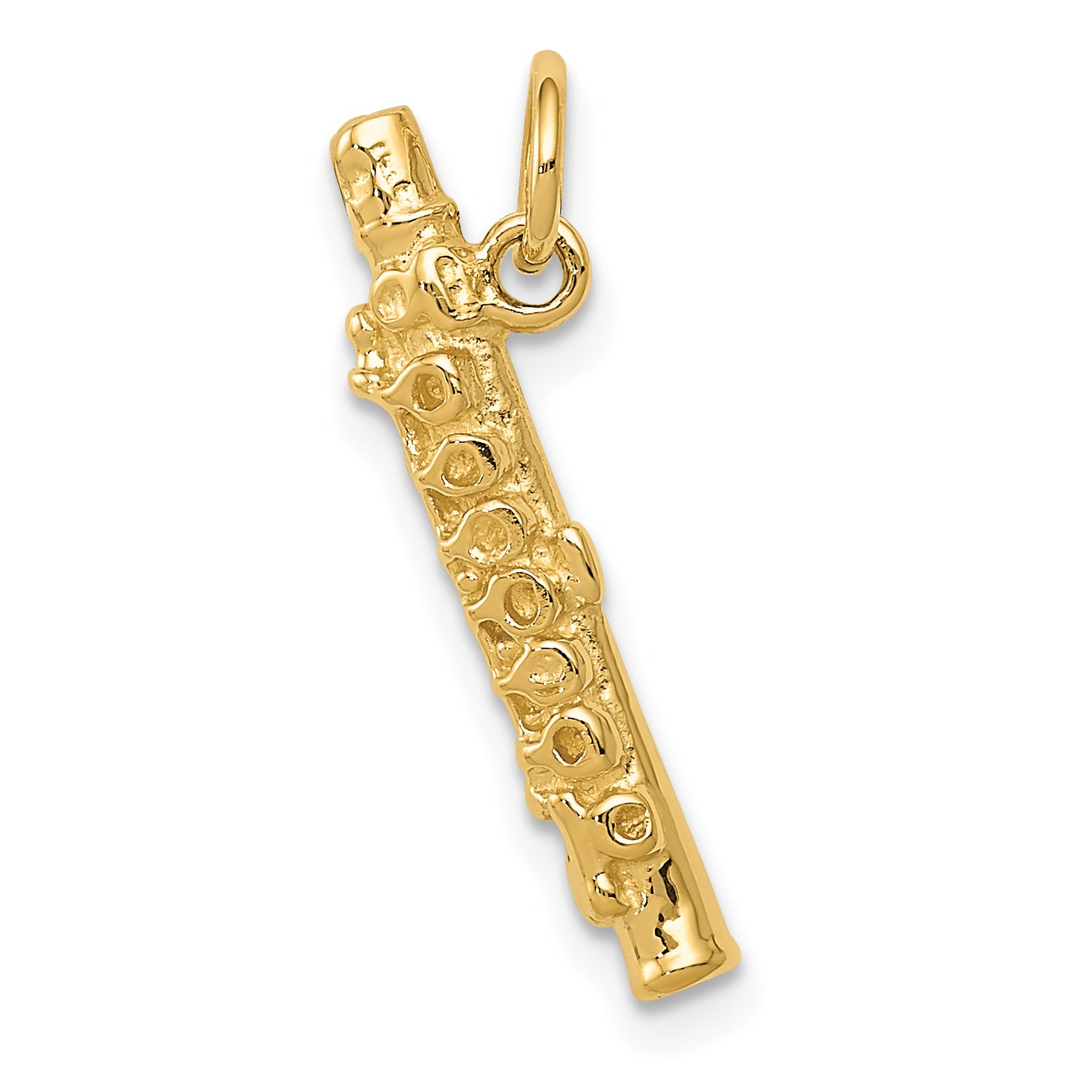 14K 3-D Polished Flute Charm