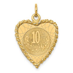 14K Happy 10th Anniversary Charm