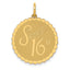 Sweet 16 Disc Charm in 14K Yellow Gold, 18mm Textured Engravable - Sophia Jewelers