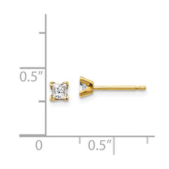 14k 2.75mm Princess Cut Stud Earring Mountings