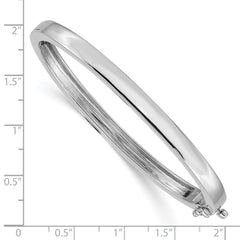 14K White Gold Polished Hinged Bangle Bracelet with Safety Clasp Elegant Women's Jewelry