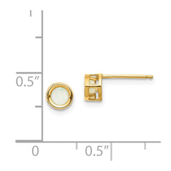 14k 4mm Round Bezel October/Opal Post Earrings