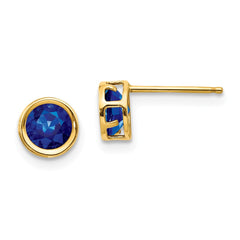 14K 5mm Bezel Sapphire Stud Earrings