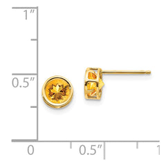 14k 5mm Bezel Citrine Stud Earrings