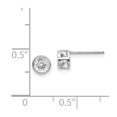 14k White Gold 4mm Bezel April/White Topaz Post Earrings