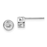 14K White Gold 4mm Bezel April/White Topaz Post Earrings