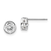 14K White Gold 5mm Bezel White Topaz Stud Earrings