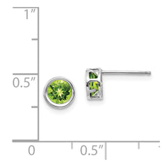 14k White Gold 5mm Bezel Peridot Stud Earrings