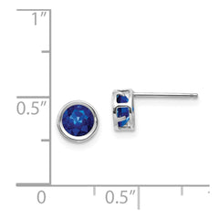 14k White Gold 5mm Bezel Sapphire Stud Earrings