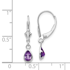 14k 6x4mm White Gold Amethys/February Earrings
